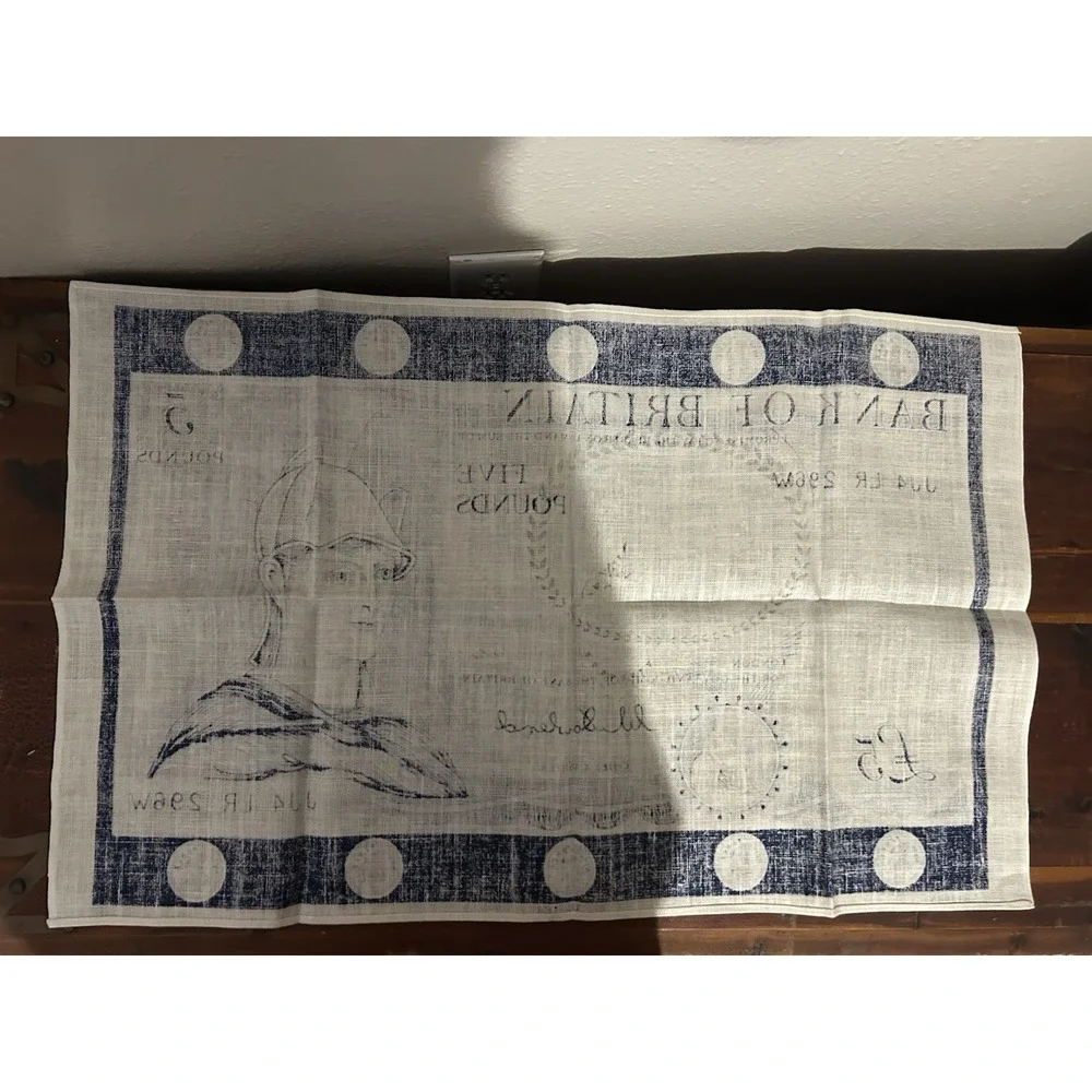 Vintage Ulster Irish Linen Tea Towel Bank of Britain- NWOT‎